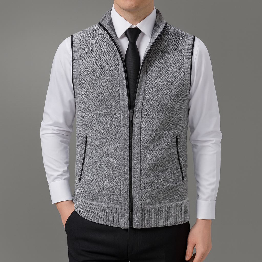 Elegante Strickjacke für Herren | Strickweste mit Zipper