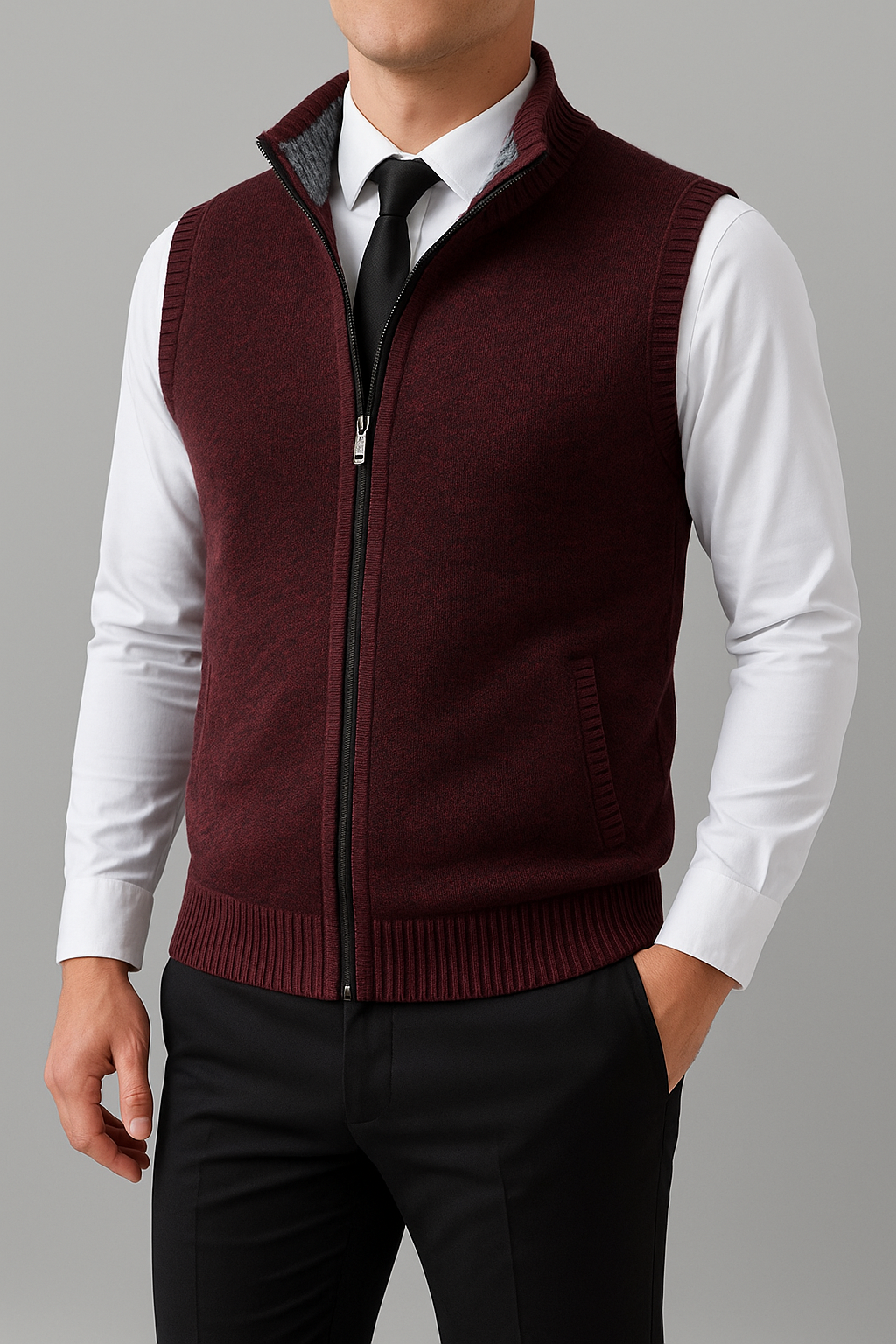Elegante Strickjacke für Herren | Strickweste mit Zipper