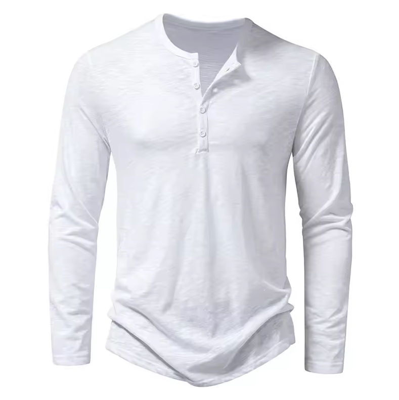 Lockeres Langarmshirt für Herren mit Knopfdesign