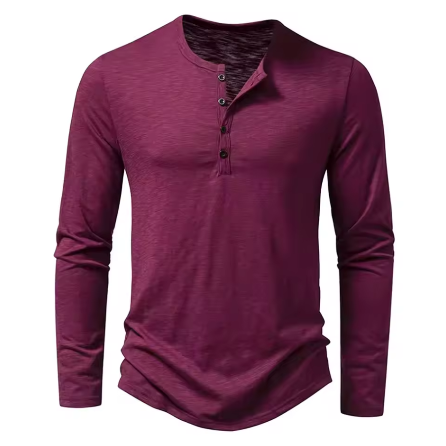 Lockeres Langarmshirt für Herren mit Knopfdesign