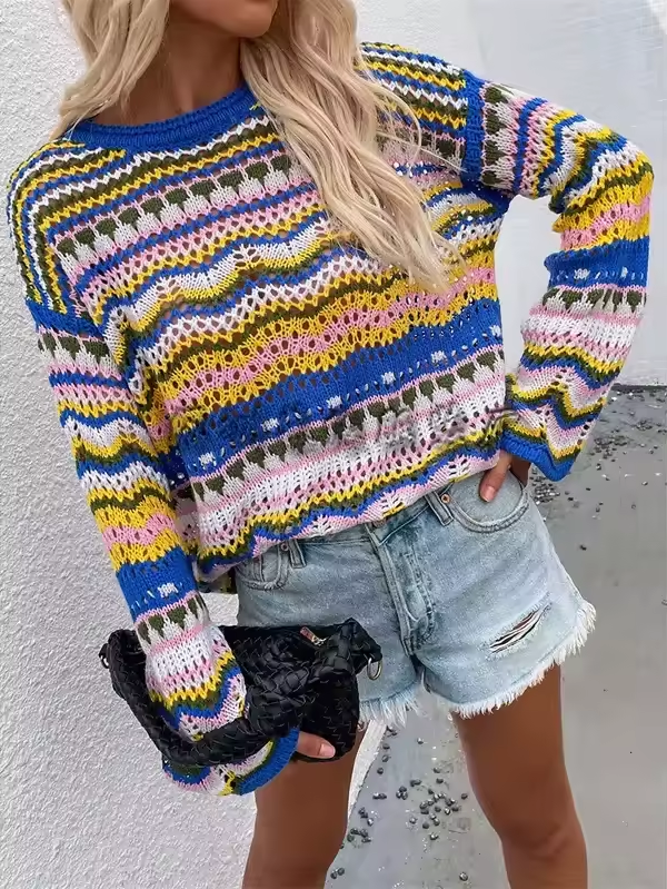Kurzer Norweger Pullover für Damen | Winter Strick