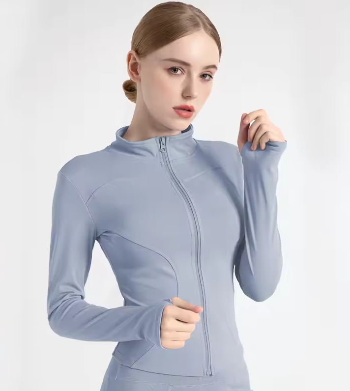 Langarmshirt mit Stehkragen und Reißverschluss