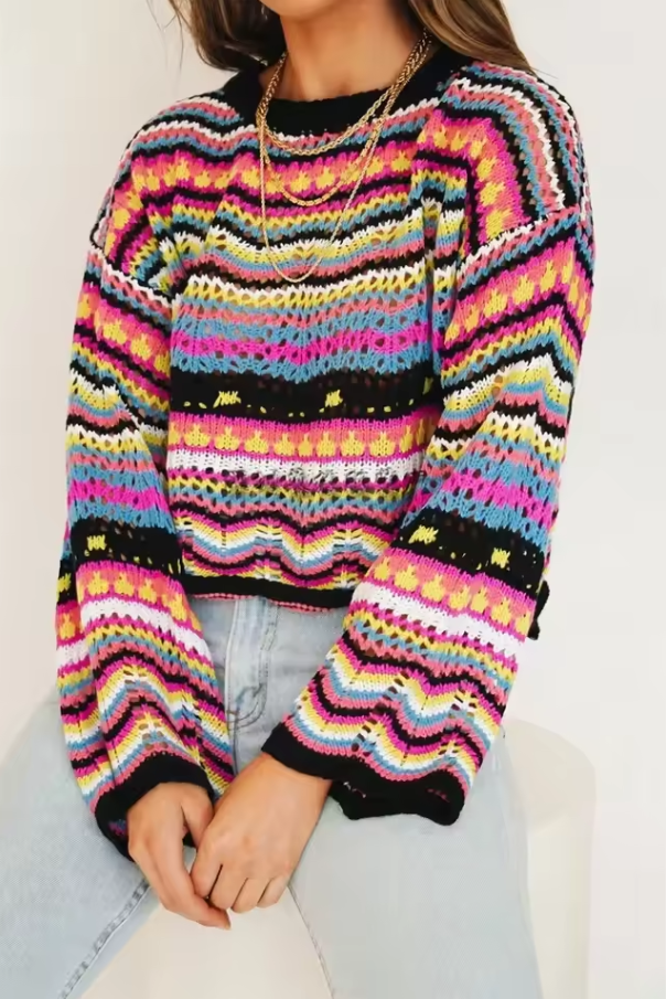 Kurzer Norweger Pullover für Damen | Winter Strick