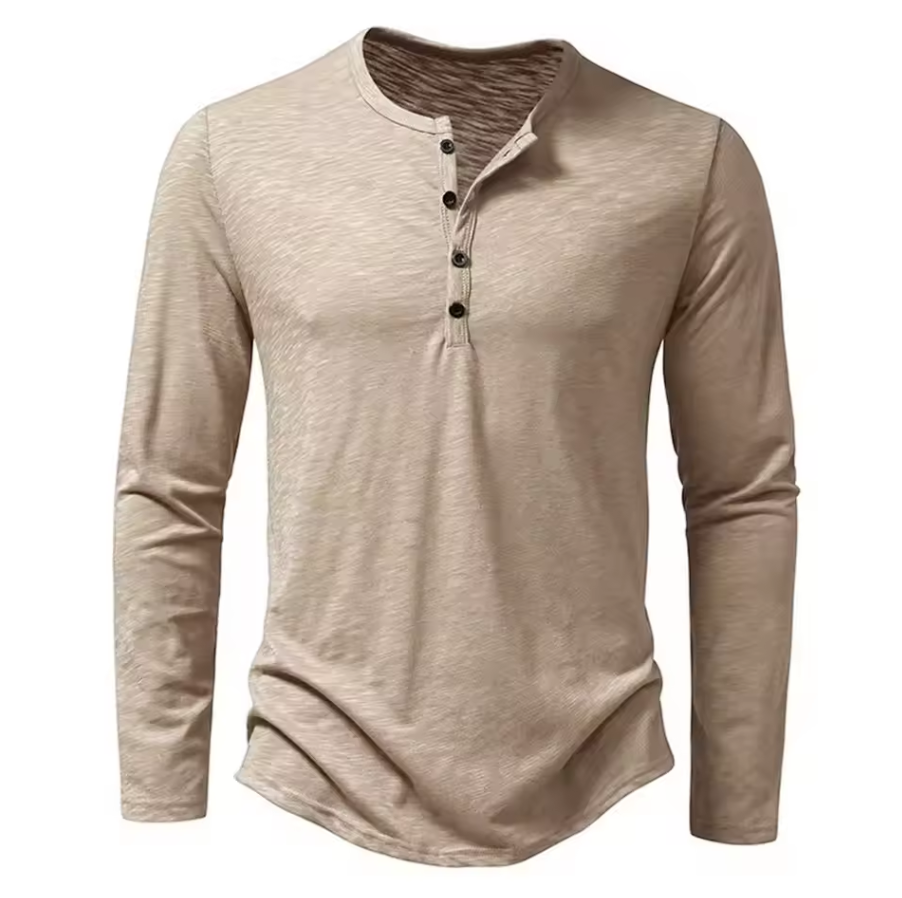 Lockeres Langarmshirt für Herren mit Knopfdesign