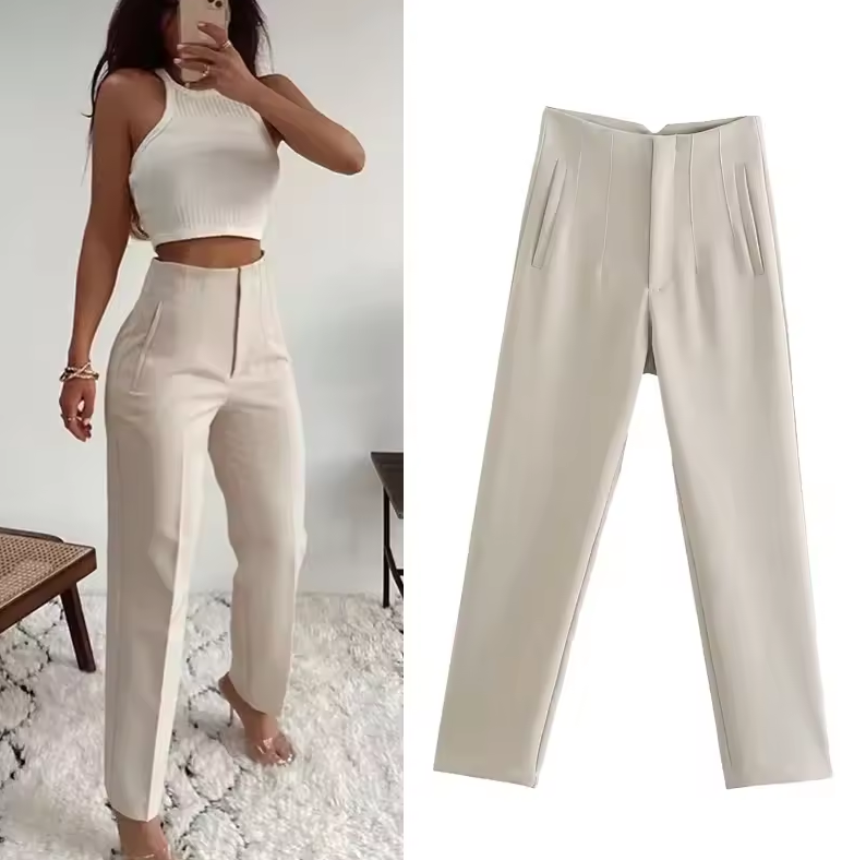 Hose mit hoher Taille und Bundfalten
