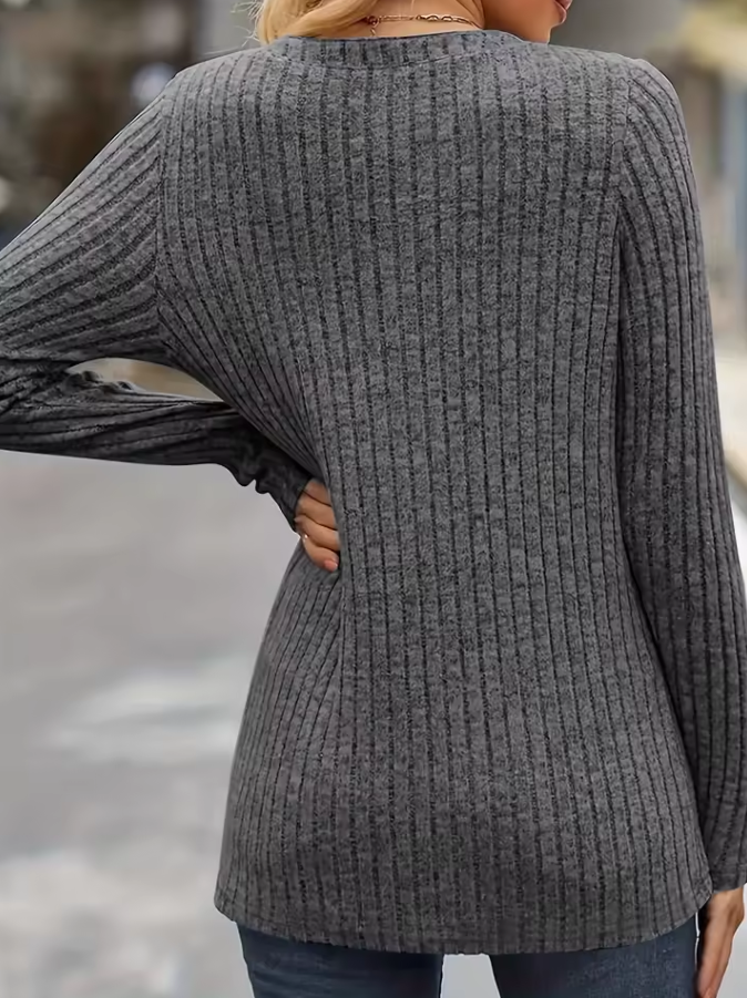 Langer Damen Pullover mit Knöpfen | Herbst