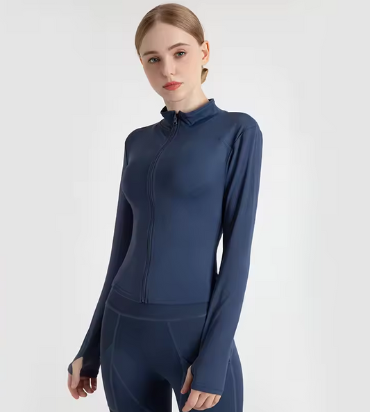 Langarmshirt mit Stehkragen und Reißverschluss