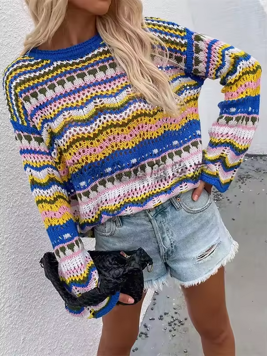 Kurzer Norweger Pullover für Damen | Winter Strick
