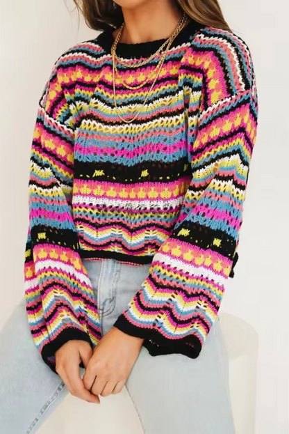 Kurzer Norweger Pullover für Damen | Winter Strick