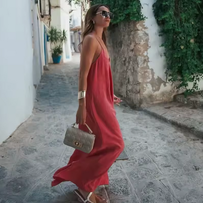 Trägerkleid mit V-Ausschnitt und weitem Schnitt
